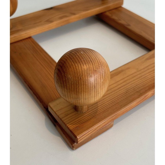 Image 1 of Porte-manteau mural vintage en sapin en accordéon, France 1950