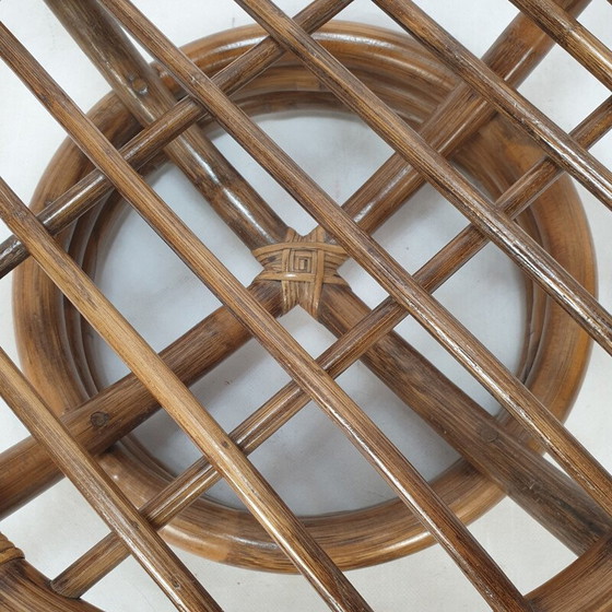 Image 1 of Table basse vintage en bambou et verre, Italie 1980