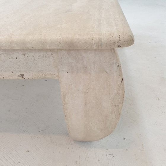 Image 1 of Table basse italienne vintage en travertin "Opium", années 1980
