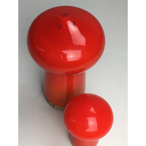 Image 1 of Ensemble sel et poivre vintage danois en verre rouge par Michael Bang pour Holmegaard, 1970