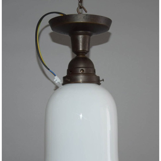 Image 1 of Lustre vintage en verre opale behrens par Siemens, Allemagne 1910