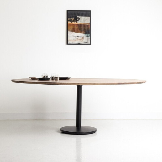 Image 1 of Table de salle à manger vintage en noyer américain et métal noir