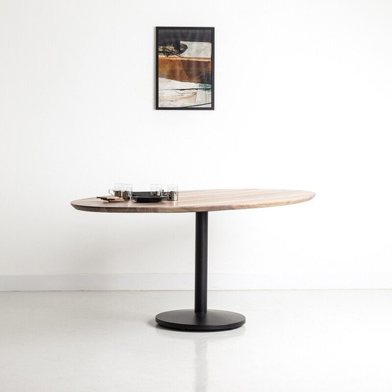 Image 1 of Table de salle à manger vintage en noyer américain et métal noir