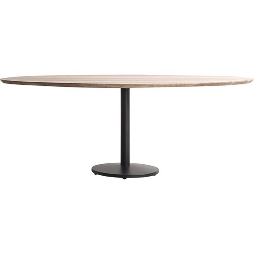 Table de salle à manger vintage en noyer américain et métal noir