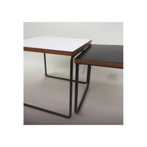 Image 1 of Paire de tables de nuit vintage en métal et bois par Pierre Gariche pour Steiner