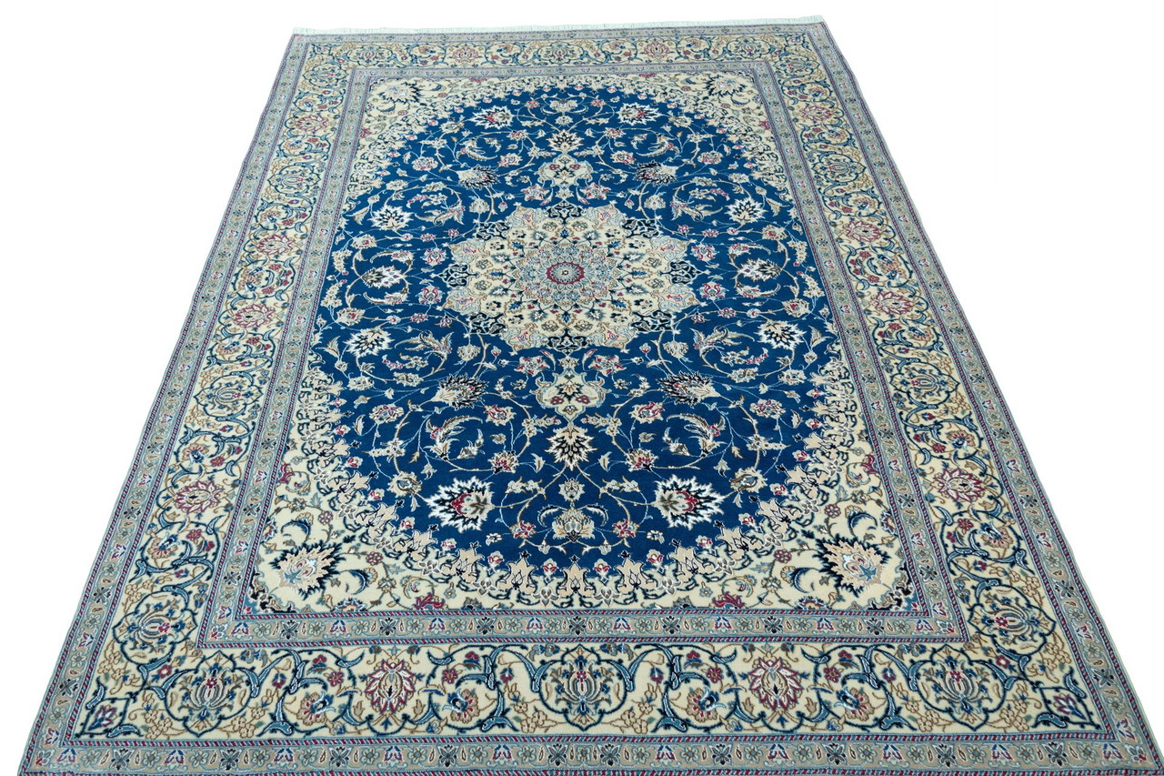 Tapis bleu pakistanais pour la maison en 100% laine