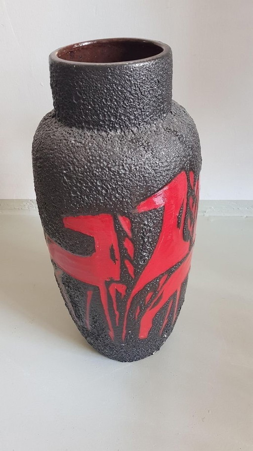 Vase en céramique avec des chevaux de Scheurich, 1960S