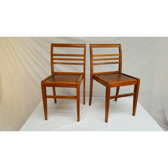 Image 1 of Paire de chaises de salle à manger en bois de chêne, René GABRIEL - années 1940