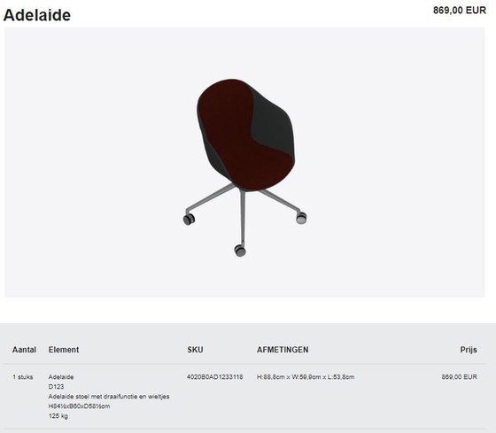 Image 1 of Chaise Adelaide avec fonction pivotante et roulettes