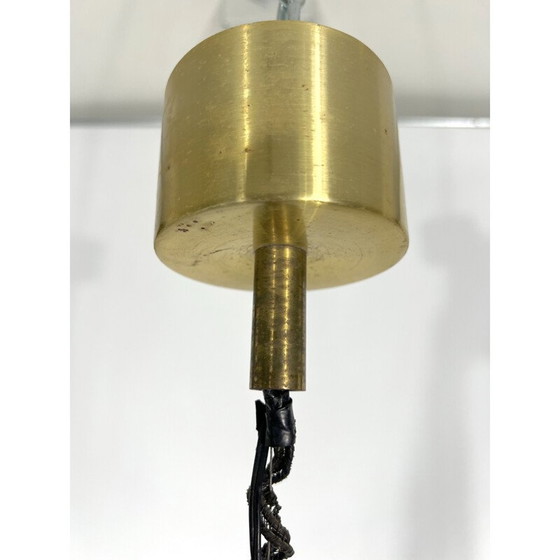 Image 1 of Lustre vintage en laiton et verre par Stilux Milano, Italie 1960s