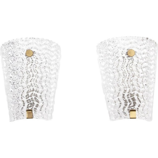 Paire d'appliques en cristal scandinave vintage