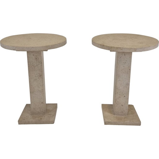 Paire de socles en travertin italien vintage, 1980