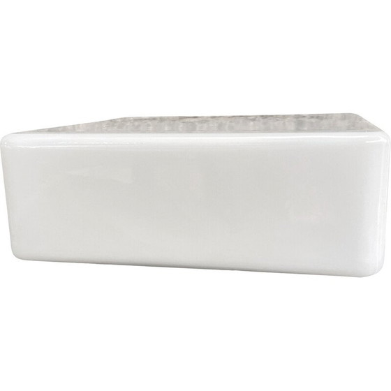 Image 1 of Plafonnier vintage carré en verre blanc pour RZB Bamberg, Allemagne 1970