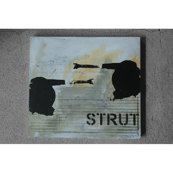 Image 1 of Huile sur carton vintage Strut de Lage Löfdahl, années 1980