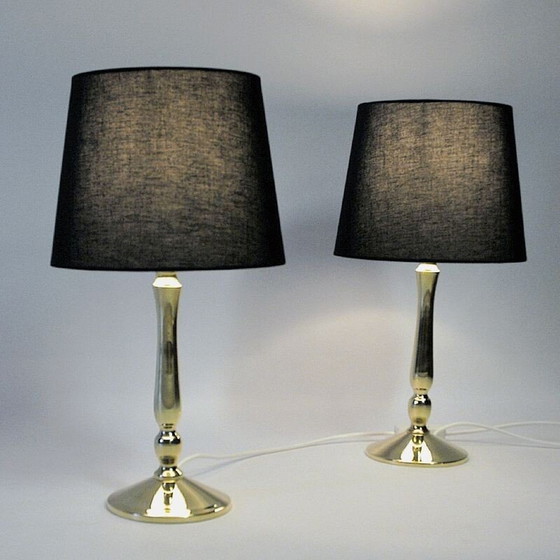 Image 1 of Paire de lampes de table Vintage Classic Brass de Scandinavie 1950s