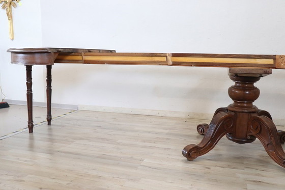 Image 1 of Table de salle à manger extensible en bois antique