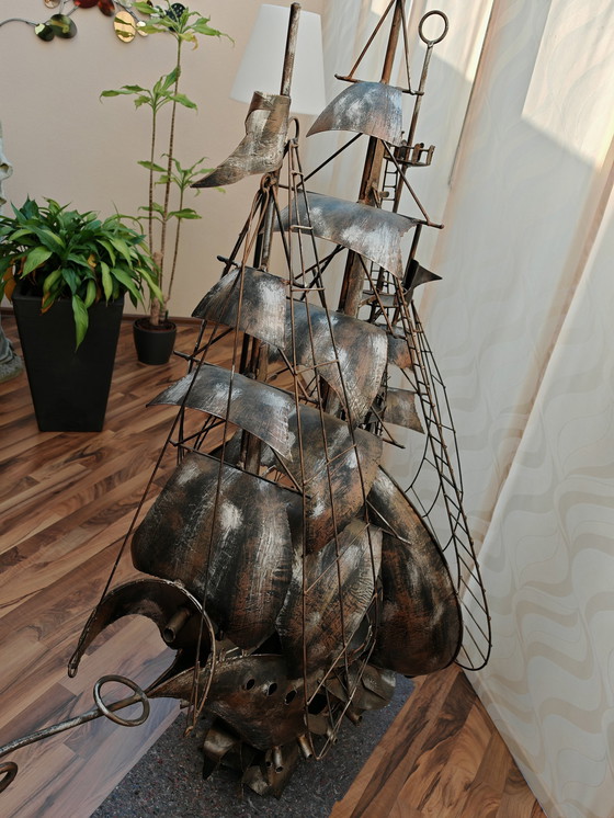 Image 1 of Sculpture 4 mâts voilier métal, pièce unique, exemplaire unique