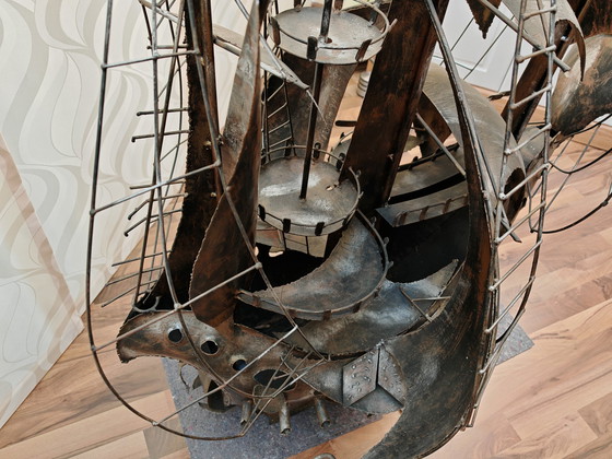 Image 1 of Sculpture 4 mâts voilier métal, pièce unique, exemplaire unique