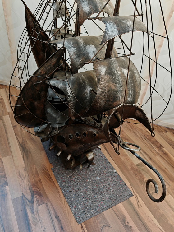 Image 1 of Sculpture 4 mâts voilier métal, pièce unique, exemplaire unique