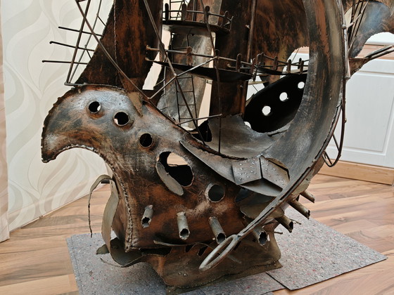 Image 1 of Sculpture 4 mâts voilier métal, pièce unique, exemplaire unique