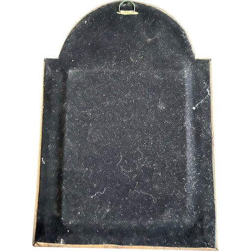 Miroir vintage en métal émaillé et gaufré avec décoration d'oiseaux, 1970