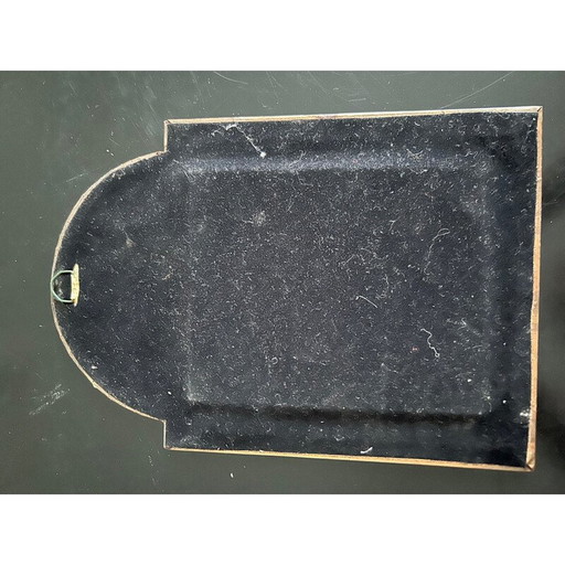 Miroir vintage en métal émaillé et gaufré avec décoration d'oiseaux, 1970