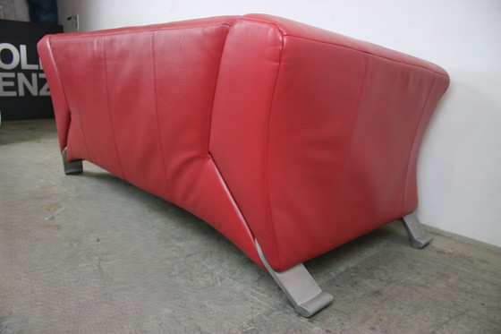 Image 1 of Rolf Benz 322 Club Canapé deux places Designer Canapé en cuir véritable rouge