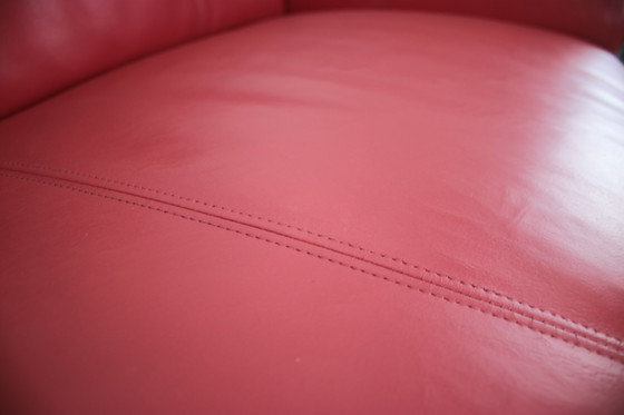 Image 1 of Rolf Benz 322 Club Canapé deux places Designer Canapé en cuir véritable rouge