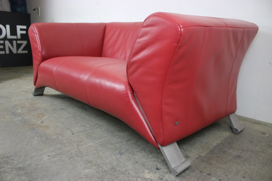 Image 1 of Rolf Benz 322 Club Canapé deux places Designer Canapé en cuir véritable rouge