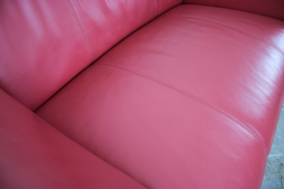 Image 1 of Rolf Benz 322 Club Canapé deux places Designer Canapé en cuir véritable rouge