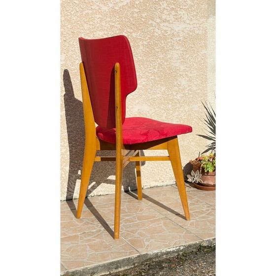 Image 1 of Chaise graphique rouge vintage