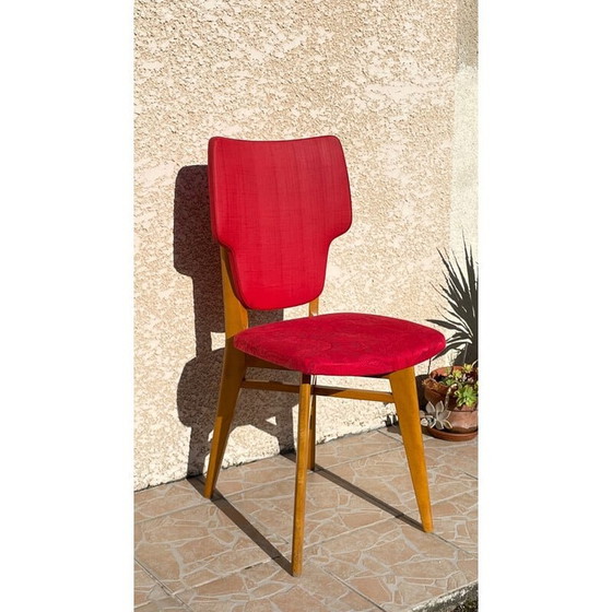 Image 1 of Chaise graphique rouge vintage