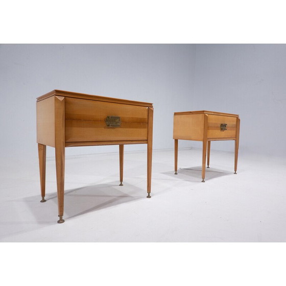 Image 1 of Paire de tables de nuit en bois du Mid Century, Italie années 1960