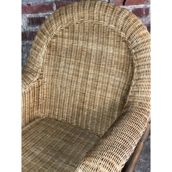 Image 1 of Fauteuil à bascule vintage en rotin et bambou, 1980