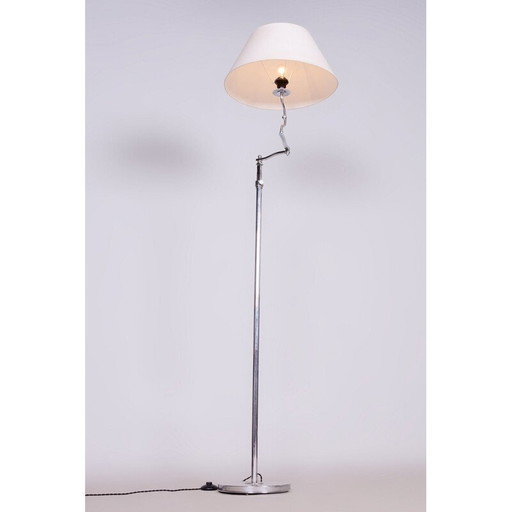 Lampadaire vintage Bauhaus en acier chromé, Tchécoslovaquie 1920