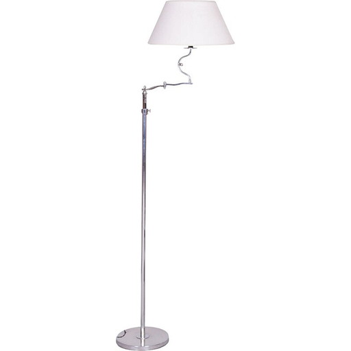 Lampadaire vintage Bauhaus en acier chromé, Tchécoslovaquie 1920