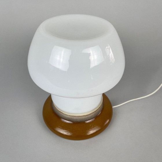 Image 1 of Lampe de table vintage en verre et céramique par Ivan Jakeš pour Osvetlovaci Sklo, Tchécoslovaquie 1960