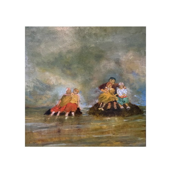 Image 1 of Huile sur toile vintage "Talking to the rocks 1" par Elodie Huré, 2020