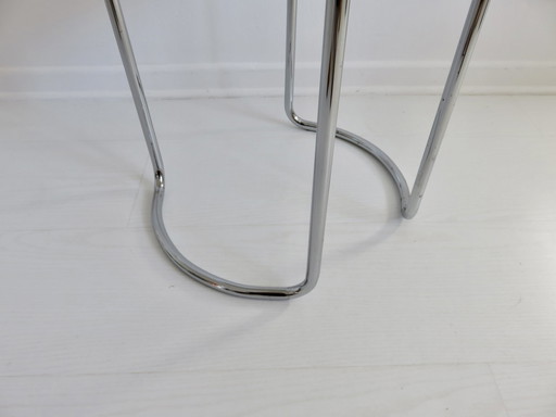 Tabouret Italien en Métal Chromé et Skaï, 1970-1980