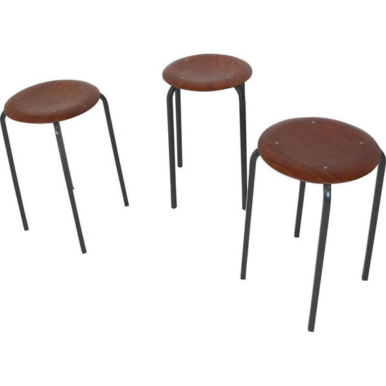 Image 1 of Ensemble de 3 tabourets industriels vintage de Marko, années 1950