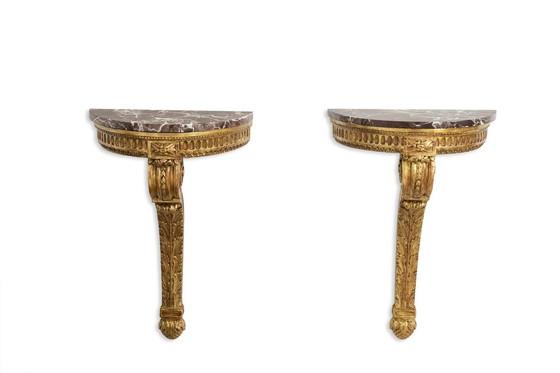 Image 1 of Paire De Consoles De Style Louis Xvi D’Époque Napoléon Iii. Circa 1880.