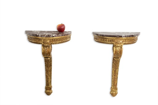 Paire De Consoles De Style Louis Xvi D’Époque Napoléon Iii. Circa 1880.