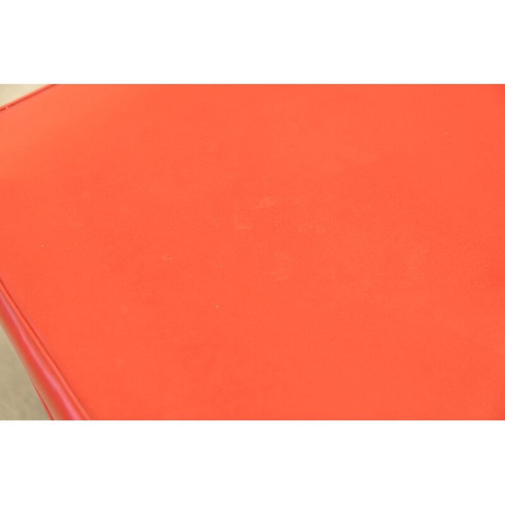 Image 1 of Canapé vintage 3 places en simili cuir rouge et fer noir, Italie 1970