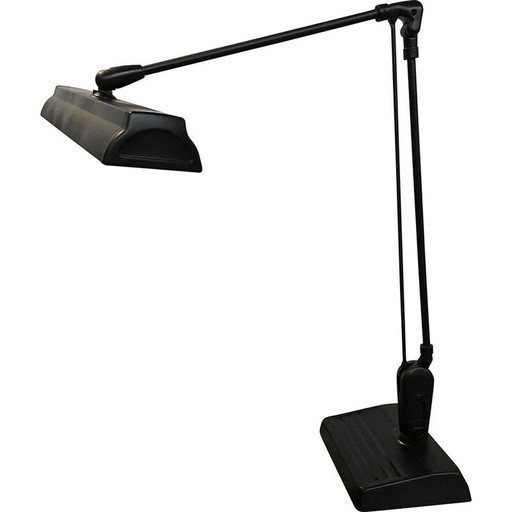 Lampe de bureau vintage à bras oscillant en métal noir, États-Unis années 1960