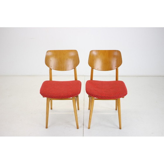 Image 1 of Paire de chaises vintage en bois de hêtre et tissu par Ton, Tchécoslovaquie 1965s