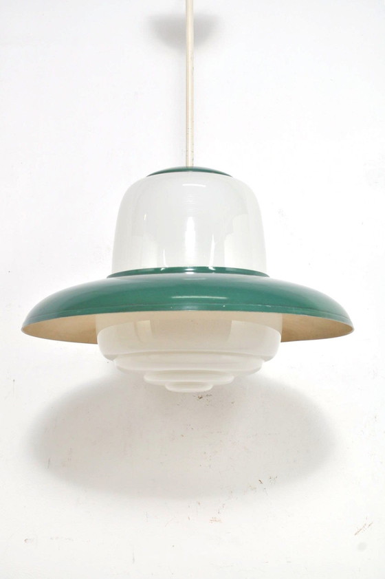 Image 1 of Lampe pendante vintage en opaline 1950s