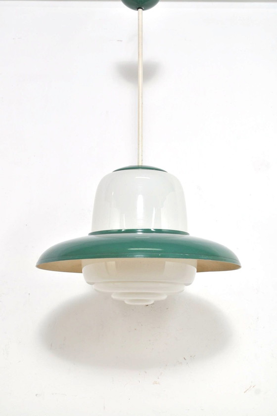 Image 1 of Lampe pendante vintage en opaline 1950s