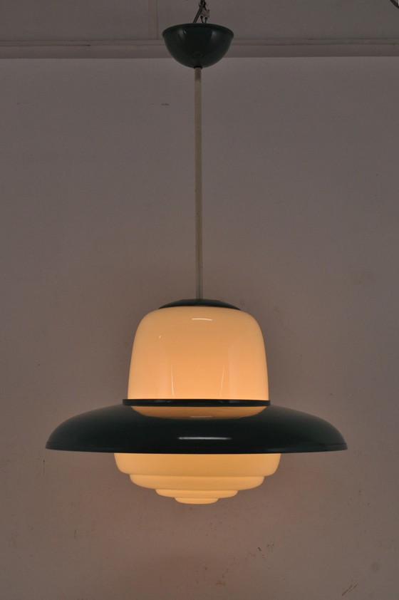 Image 1 of Lampe pendante vintage en opaline 1950s