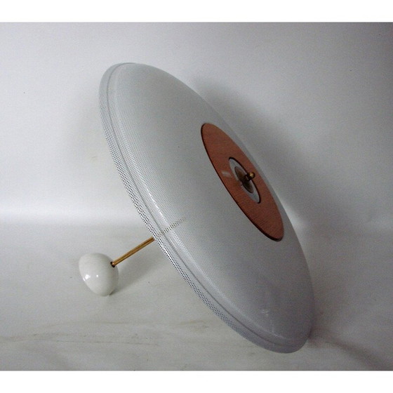 Image 1 of Lampe suspendue vintage en métal, bois et laiton par Atelje Lyktan AB, Suède 1980