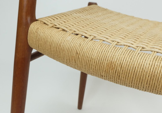 Image 1 of No. 2 Of 2 - Chaise moderne danoise Modèle 75 Niels O. Moeller Bois de teck Siège en papier tissé 1960S